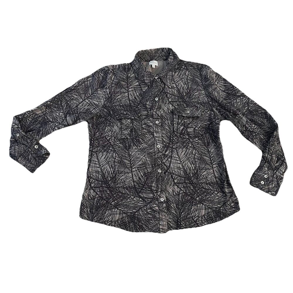 L.L‎ Bean Women’s Button Up Shirt Large Black Brown